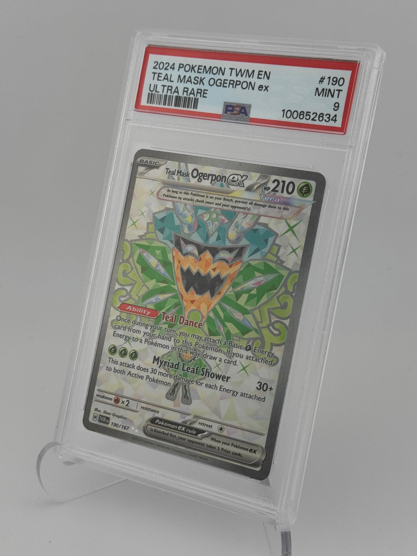 2024 Pokémon TWM Teal Mask Ogerpon ex Ultra Rare #190 – PSA Mint 9